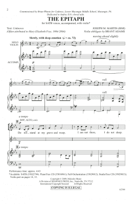 page one of The Epitaph (SATB Choir)