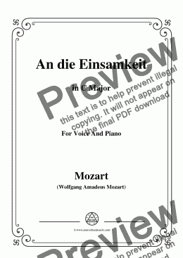 page one of Mozart-An die einsamkeit,in C Major,for Voice and Piano