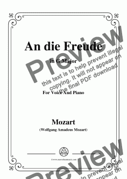 page one of Mozart-An die freude,in G Major,for Voice and Piano