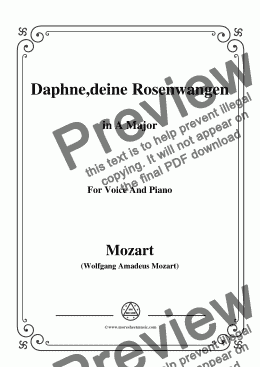 page one of Mozart-Daphne,deine rosenwangen,in A Major,for Voice and Piano