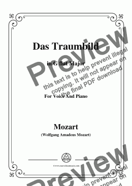 page one of Mozart-Das traumbild,in G flat Major,for Voice and Piano