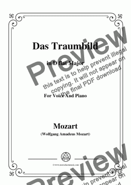 page one of Mozart-Das traumbild,in D flat Major,for Voice and Piano