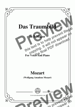 page one of Mozart-Das traumbild,in B Major,for Voice and Piano