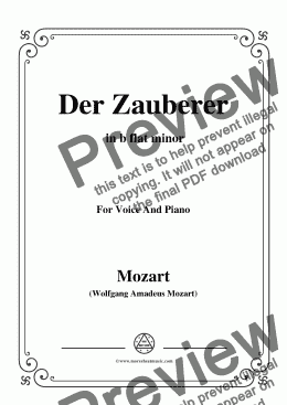 page one of Mozart-Der zauberer,in b flat minor,for Voice and Piano 