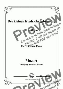 page one of Mozart-Des kleinen friedrichs geburtstag,in A Major,for Voice and Piano