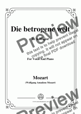 page one of Mozart-Die betrogene welt,in A Major,for Voice and Piano