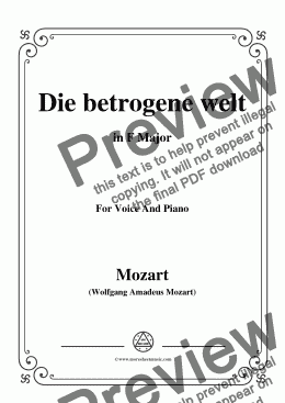 page one of Mozart-Die betrogene welt,in F Major,for Voice and Piano