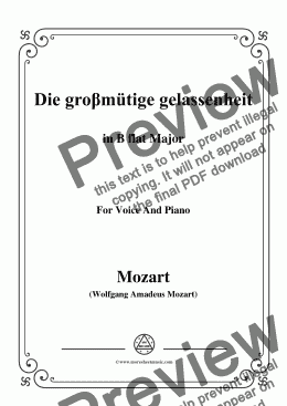 page one of Mozart-Die groβmütige gelassenheit,in B flat Major,for Voice and Piano