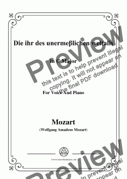 page one of Mozart-Die ihr des unermeβlichen weltalls,in C Major,for Voice and Piano