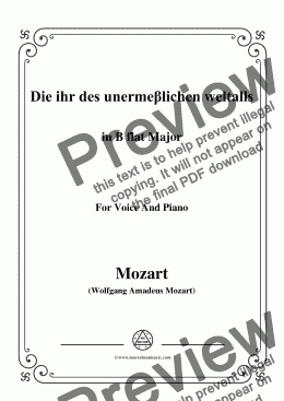page one of Mozart-Die ihr des unermeβlichen weltalls,in B flat Major,for Voice and Piano