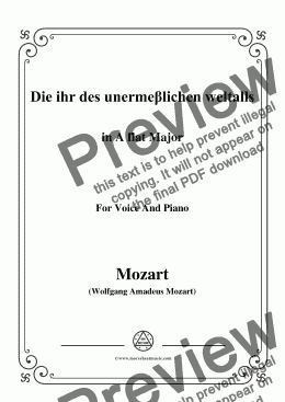 page one of Mozart-Die ihr des unermeβlichen weltalls,in A flat Major,for Voice and Piano
