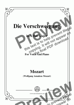 page one of Mozart-Die verschweigung,in A flat Major,for Voice and Piano