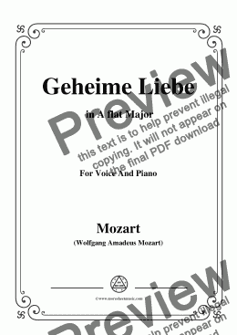 page one of Mozart-Geheime Liebe,in A flat Major,for Voice and Piano