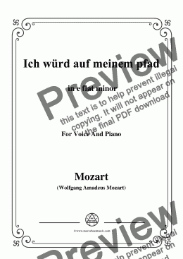 page one of Mozart-Ich würd auf meinem pfad,in e flat minor,for Voice and Piano