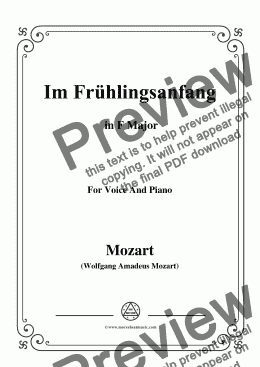 page one of Mozart-Im frühlingsanfang,in F Major,for Voice and Piano