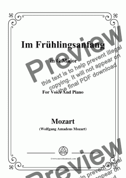 page one of Mozart-Im frühlingsanfang,in G Major,for Voice and Piano