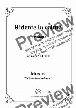 page one of Mozart-Ridente la calma,in F Major,for Voice and Piano
