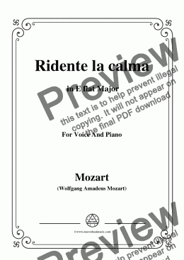 page one of Mozart-Ridente la calma,in E flat Major,for Voice and Piano