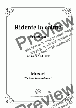 page one of Mozart-Ridente la calma,in D Major,for Voice and Piano