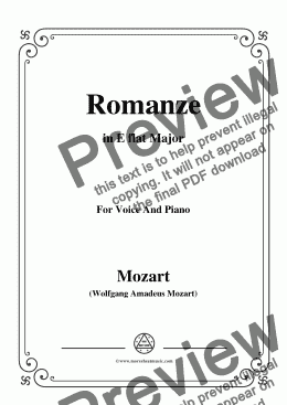 page one of Mozart-Romanze,in E flat Major,for Voice and Piano
