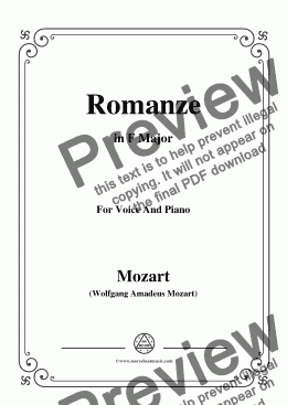 page one of Mozart-Romanze,in F Major,for Voice and Piano