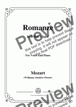 page one of Mozart-Romanze,in D flat Major,for Voice and Piano