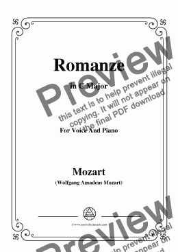 page one of Mozart-Romanze,in C Major,for Voice and Piano