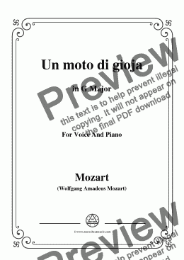 page one of Mozart-Un moto di gioja,in G Major,for Voice and Piano
