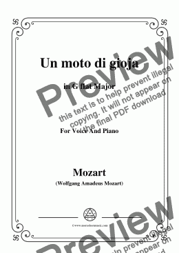 page one of Mozart-Un moto di gioja,in G flat Major,for Voice and Piano