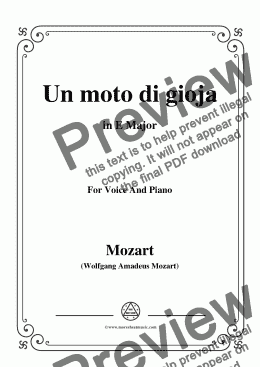 page one of Mozart-Un moto di gioja,in E Major,for Voice and Piano