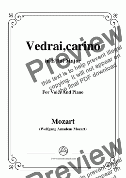 page one of Mozart-Vedrai,carino,in E flat Major,for Voice and Piano