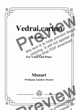 page one of Mozart-Vedrai,carino,in E Major,for Voice and Piano