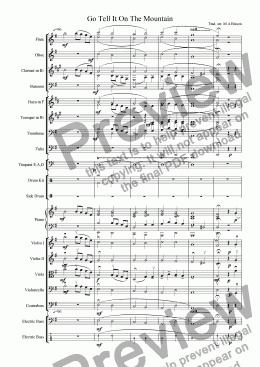 page one of Go Tell It On The Mountain (Christmas Spiritual for Orchestra)