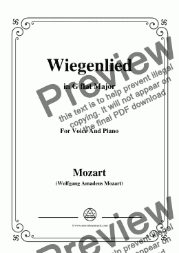 page one of Mozart-Wiegenlied,in G flat Major,for Voice and Piano