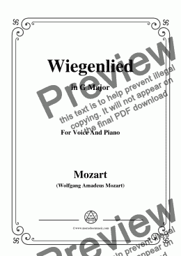 page one of Mozart-Wiegenlied,in G Major,for Voice and Piano