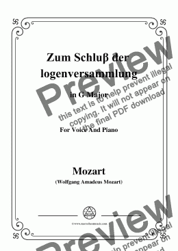 page one of Mozart-Zum Schluβ der logenversammlung,in G Major,for Voice and Piano