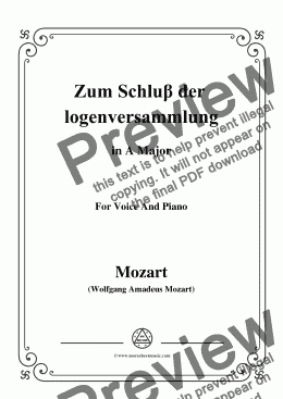 page one of Mozart-Zum Schluβ der logenversammlung,in A Major,for Voice and Piano