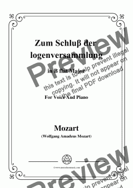 page one of Mozart-Zum Schluβ der logenversammlung,in B flat Major,for Voice and Piano
