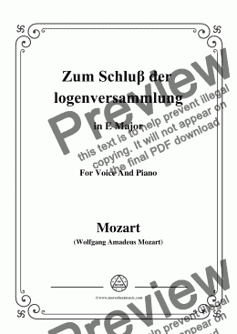 page one of Mozart-Zum Schluβ der logenversammlung,in E Major,for Voice and Piano