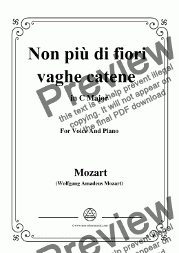 page one of Mozart-Non più di fiori vaghe catene,from 'La Clemenza di Tito',in C Major,for Voice and Piano