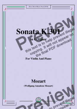 page one of Mozart-Sonata K.301,in G Mjaor,for Violin and Piano