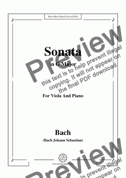 page one of Bach,J.S.- Sonata for Viola da Gamba in G Major,BWV 1027,for Viola&Piano