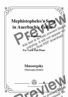 page one of Mussorgsky-Mephistopheles's Song in Auerbach's Cellar in b minor,for Voice&Pno