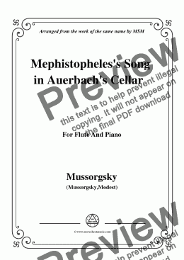 page one of Mussorgsky-Mephistopheles's Song in Auerbach's Cellar,for Flute and Piano