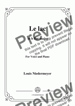 page one of Niedermeyer-Le lac in B flat Major,for Voice and Piano