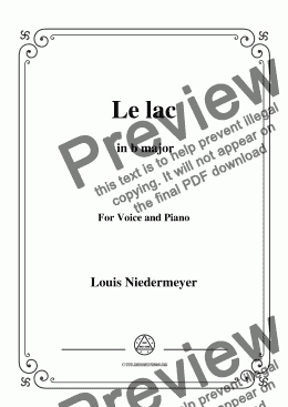 page one of Niedermeyer-Le lac in B Major,for Voice and Piano
