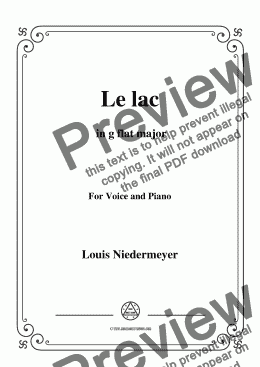 page one of Niedermeyer-Le lac in G flat Major,for Voice and Piano