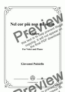 page one of Paisiello-Nel cor più non mi sento in F Major,for Voice&Piano