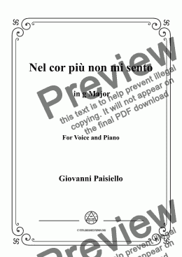 page one of Paisiello-Nel cor più non mi sento in G Major,for Voice&Piano