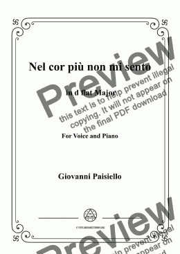 page one of Paisiello-Nel cor più non mi sento in D flat Major,for Voice&Piano